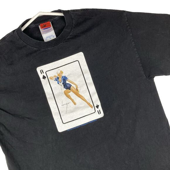 VTG 90s Alberto Vargas Sailor Girl Ace of Spades Pin Up Mens Large T Shirt Retro - Picture 1 of 9